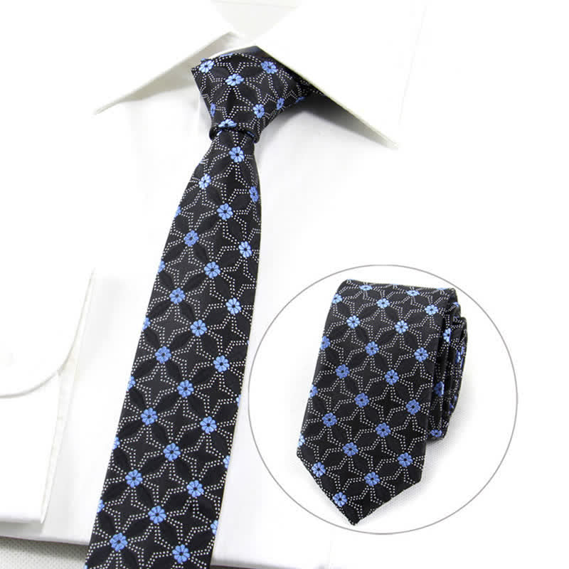 Men's Flower Embroidered Geometric Necktie