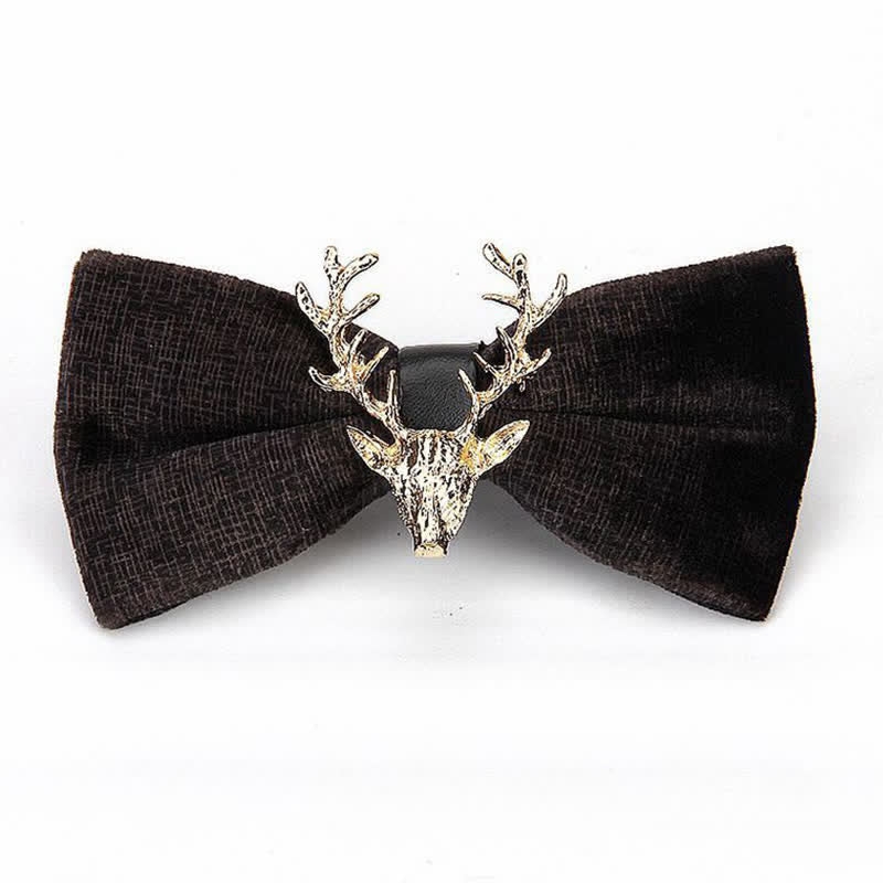 Men's Reindeer Head Velvet Bow Tie