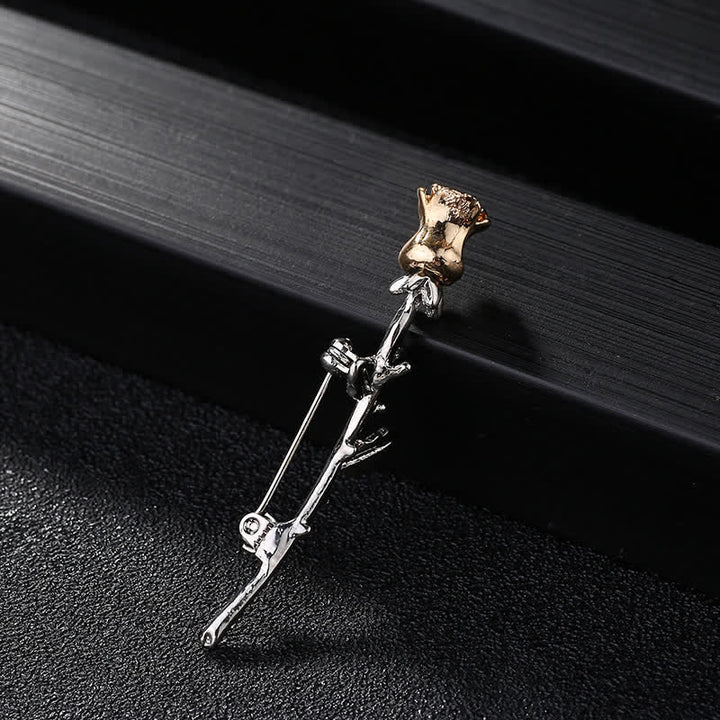 Men's Charming Rose Stem Brooch - image 3
