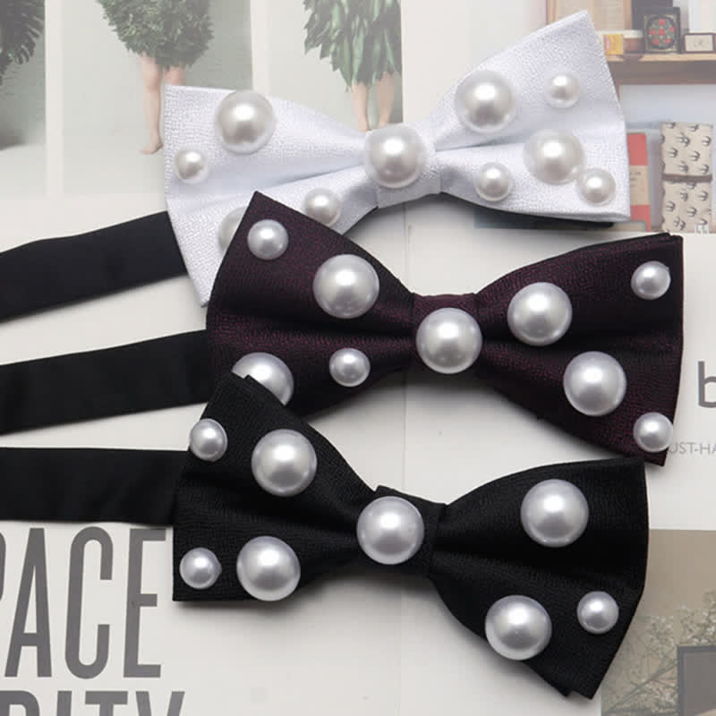 Artificial Pearls Dancing Party Bow Tie