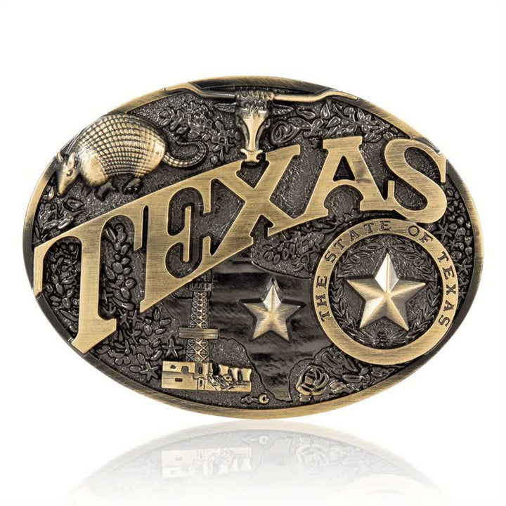 Men's DIY Texas State Heritage Attitude Buckle Leather Belt