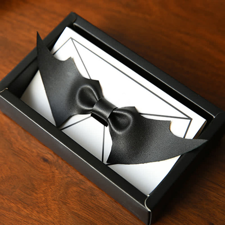 Men's Black Angel Wings Faux Leather Bow Tie - image 5