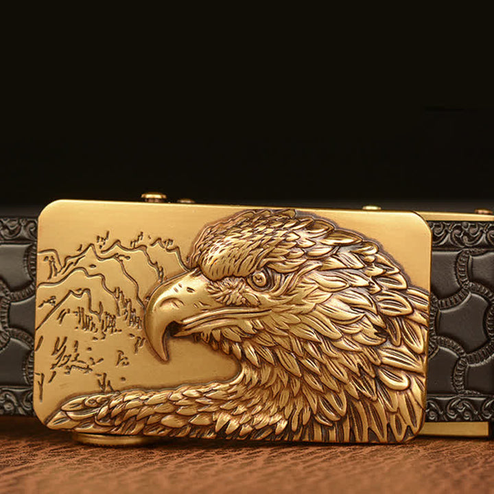 Men's Eagle Head Carved Leather Belt