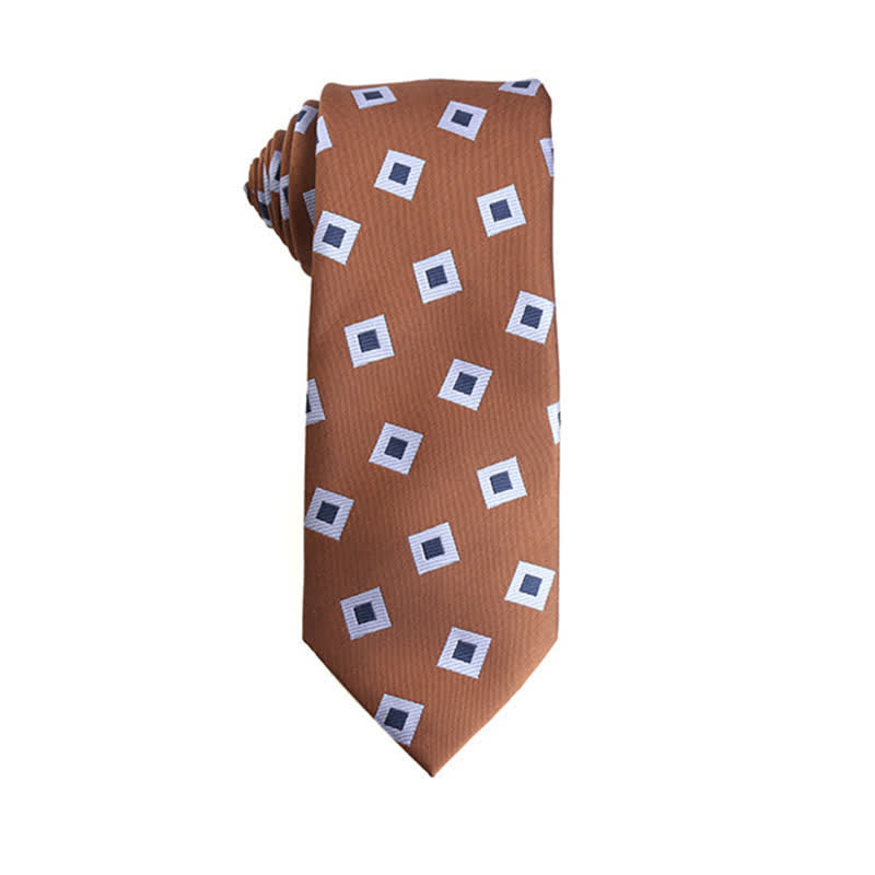 Men's Orange-Red Series Micro Motifs Necktie - Square - image 5