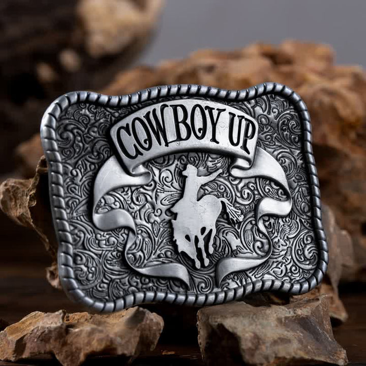 Men's DIY Cowboy Up Rodeo Horse Buckle Leather Belt