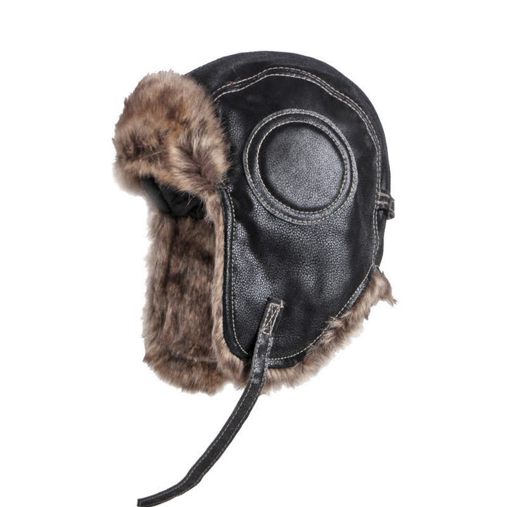 Soft Fluffy Ear Protection Imitation Leather Trapper Hat