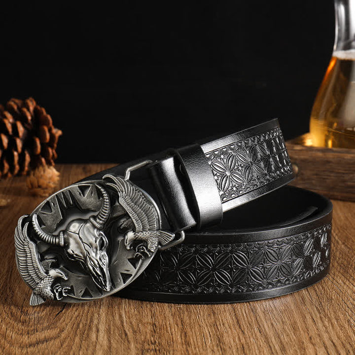 Men's Vintage Bull & Dual Eagles Leather Belt