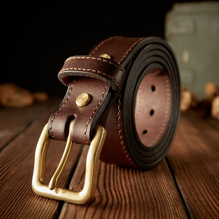 Men's Vintage Single Prong Buckle Leather Belt