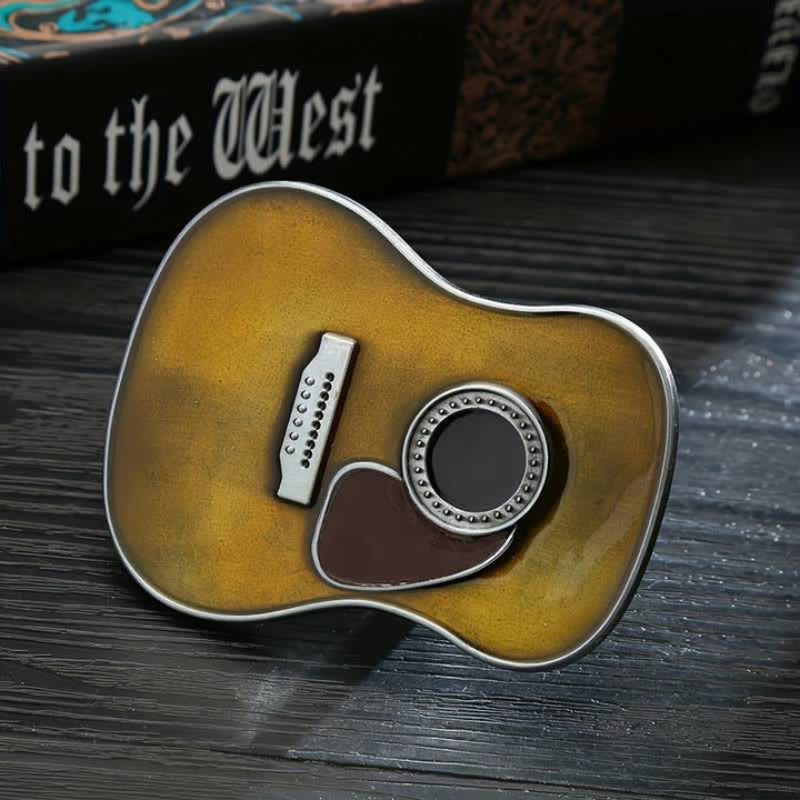 Men's DIY Musical Acoustic Guitar Buckle Leather Belt