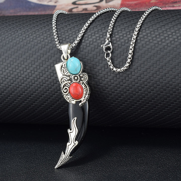 Men's Vintage Western Wolf Tooth Two-Stone Necklace - Black - image 5