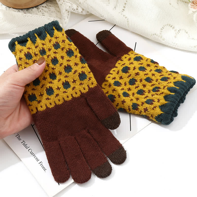 Women's Full Finger Gardening Touch Screen Knit Gloves