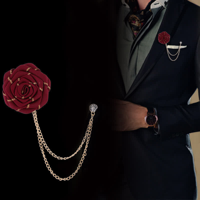 Men's Charming Floral Rose Chain Brooch - image 0