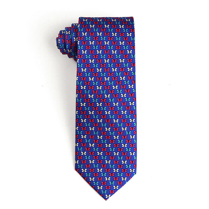 Men's Dancing Animal Motifs Pure Silk Necktie - Butterfly - Purple - image 2
