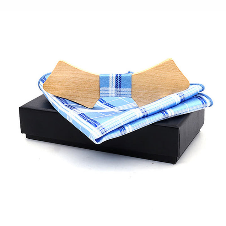 2Pcs Men's Collar-shaped Wooden Bow Tie Set