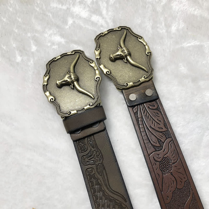 Men's Ancient Longhorn Bull Leather Belt