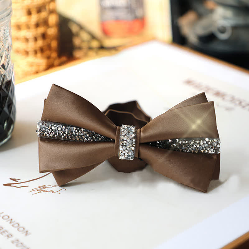 Men's Shining Rhinestone Satin Bow Tie