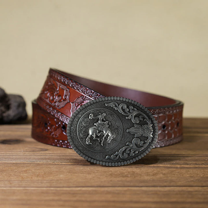 Men's DIY Off-Road Horse Riding Buckle Leather Belt