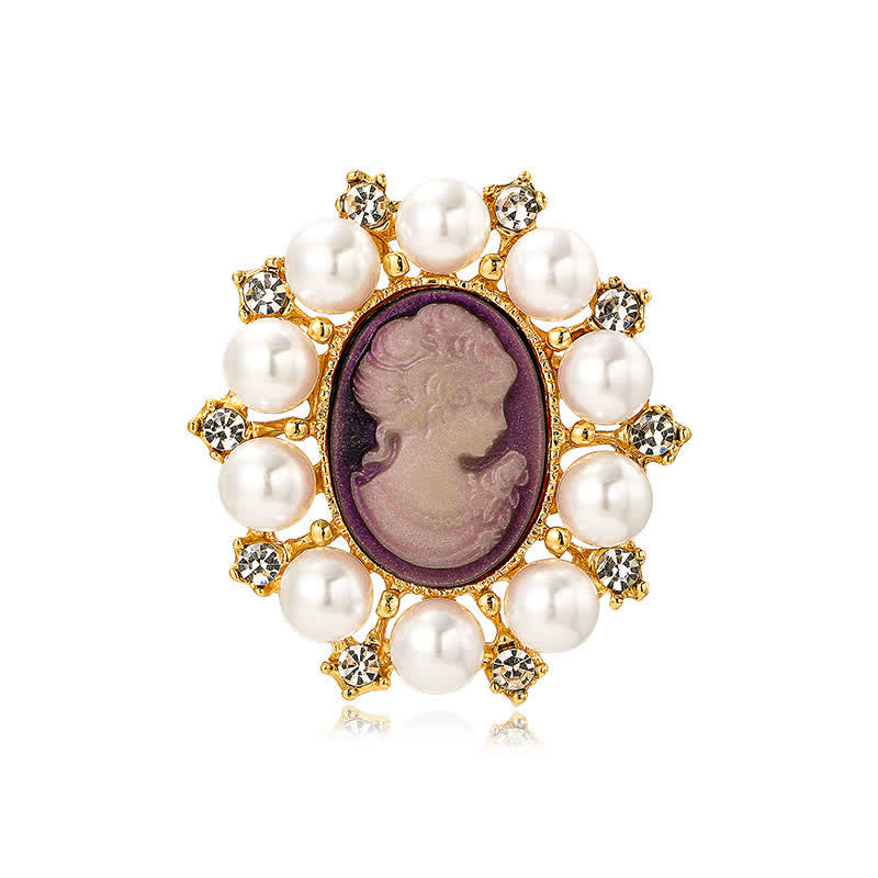 Women's Palace Relief Beauty Pearl Brooch