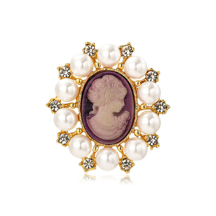 Women's Palace Relief Beauty Pearl Brooch