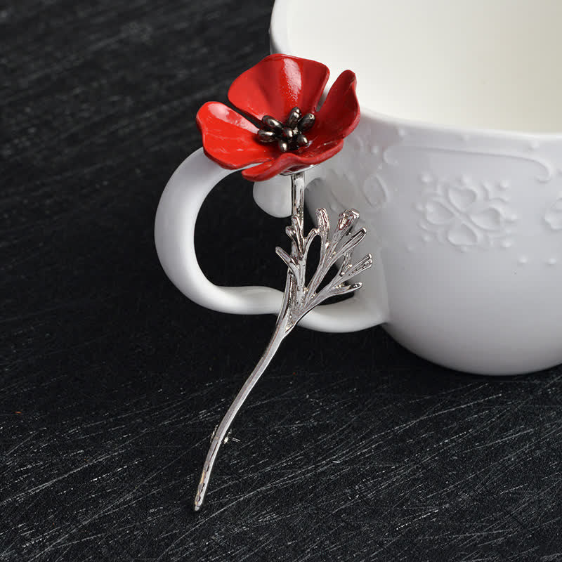 Women's Classy Red Poppy Flower Brooch