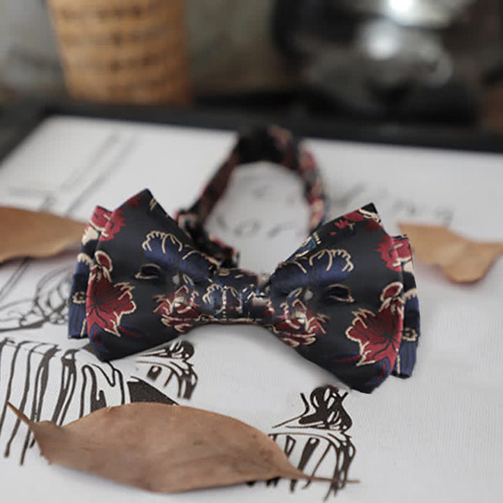 Men's Retro Floral Leaves Bow Tie