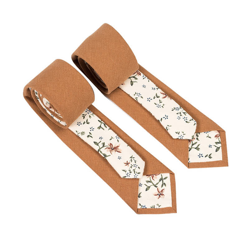 Men's Novel Plaid Floral Patchwork Necktie - SandyBrown - image 12