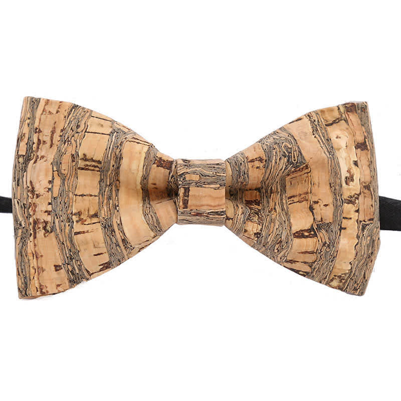 Men's Cork Graphic Lines Wooden Bow Tie