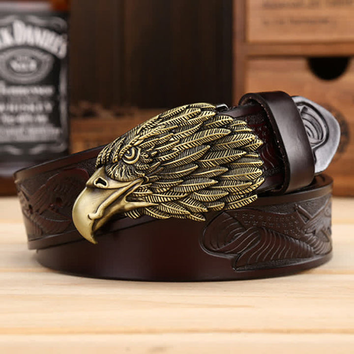 Men's Sharp Eyes 3D Vulture Head Eagle Buckle Leather Belt