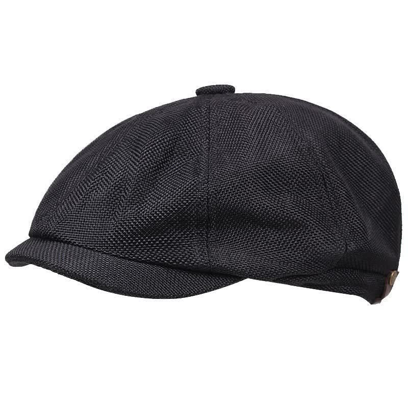 Simple Cool Octagonal Newsboy Beret Cap - Black - M (22"-22 7/8") - image 1