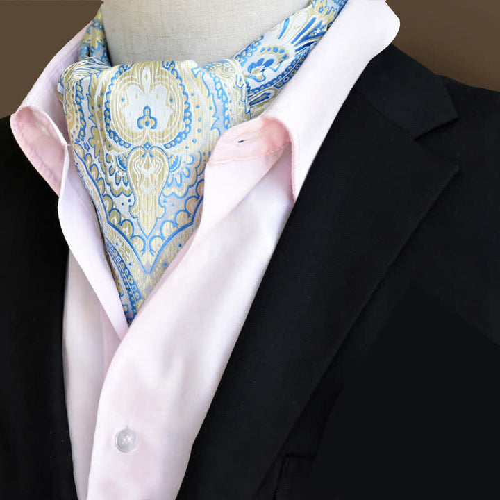 LightSkyBlue Leisure Prom Gents Floral Ascot Paisley Cravat