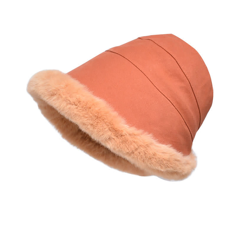 Women's Thickened Warm Plush Brim Bucket Hat