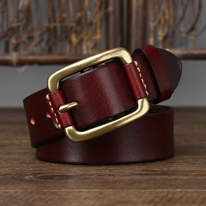 Men's Leisure Heavy Copper Buckle Leather Belt