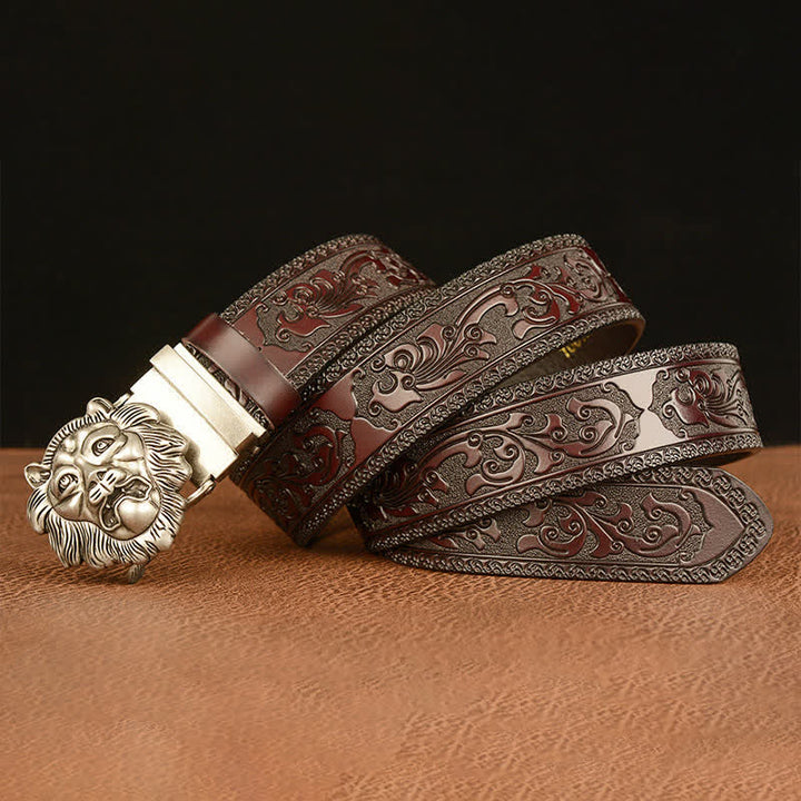 Men's 3D Sculpture Lion Head Leather Belt