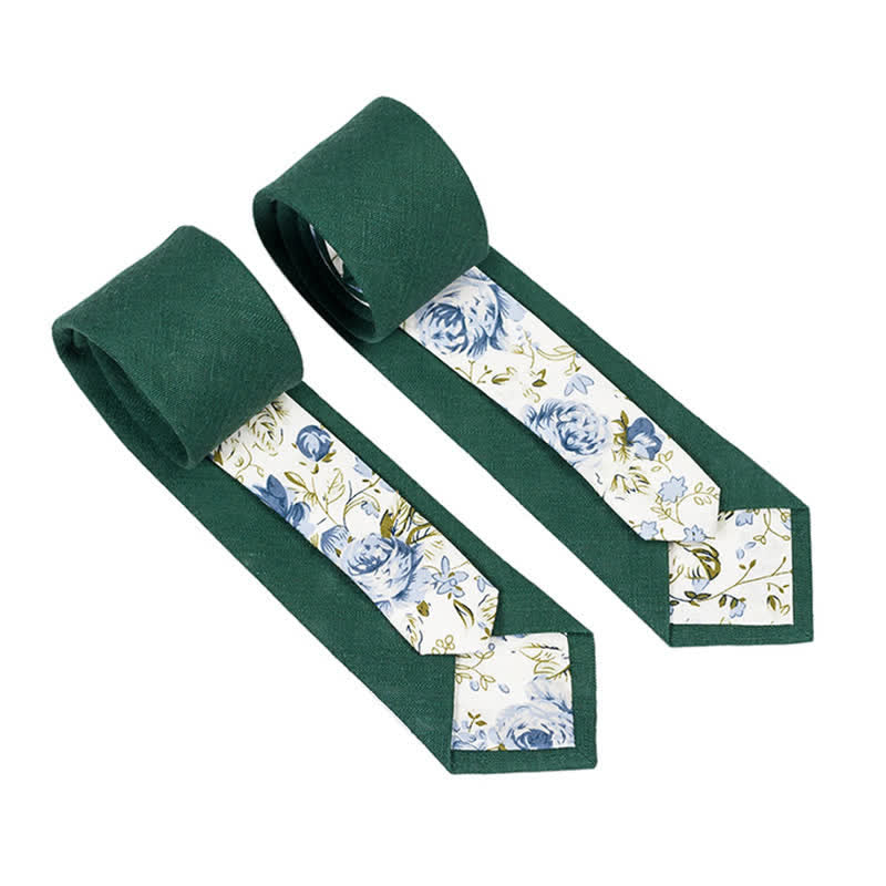 Men's Novel Plaid Floral Patchwork Necktie - ForestGreen - image 21