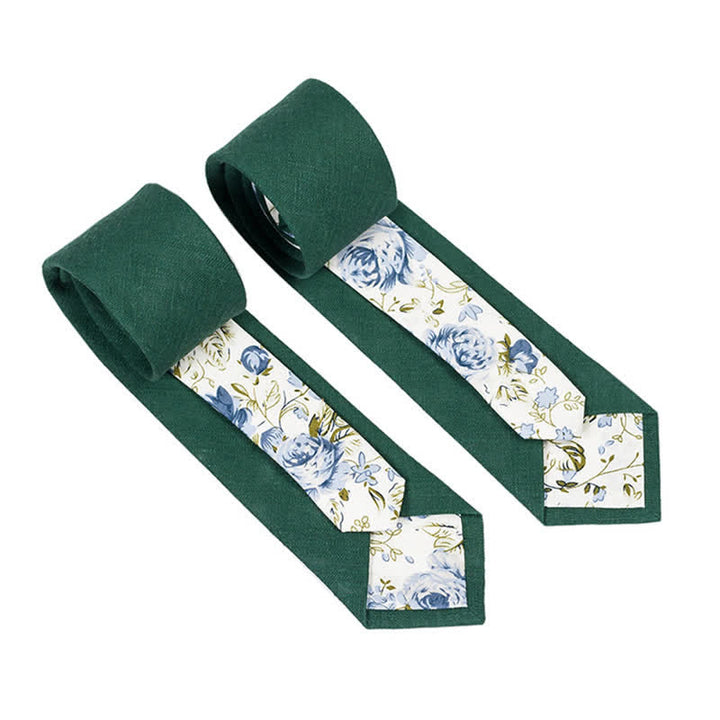 Men's Novel Plaid Floral Patchwork Necktie - ForestGreen - image 21
