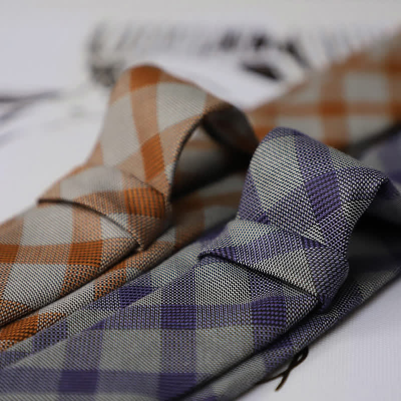 Men's Preppy Style Two-Tone Plaid Necktie - image 4