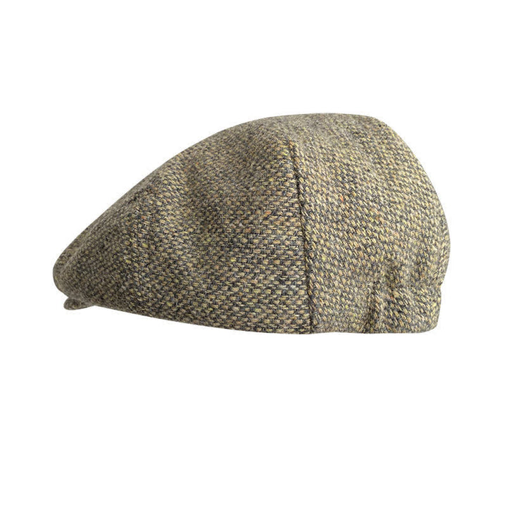 Tweed Herringbone Plaid Beret Flat Cap