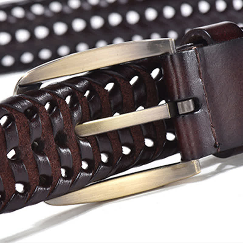 Men's Casual Handwoven Braided Leather Belt