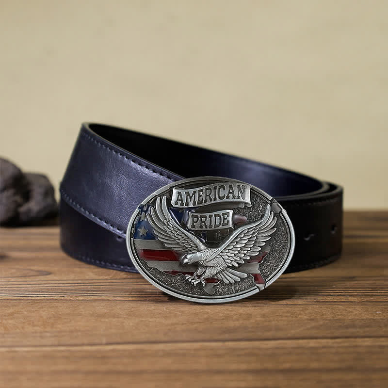 Men's DIY American Pride Eagle Buckle Leather Belt