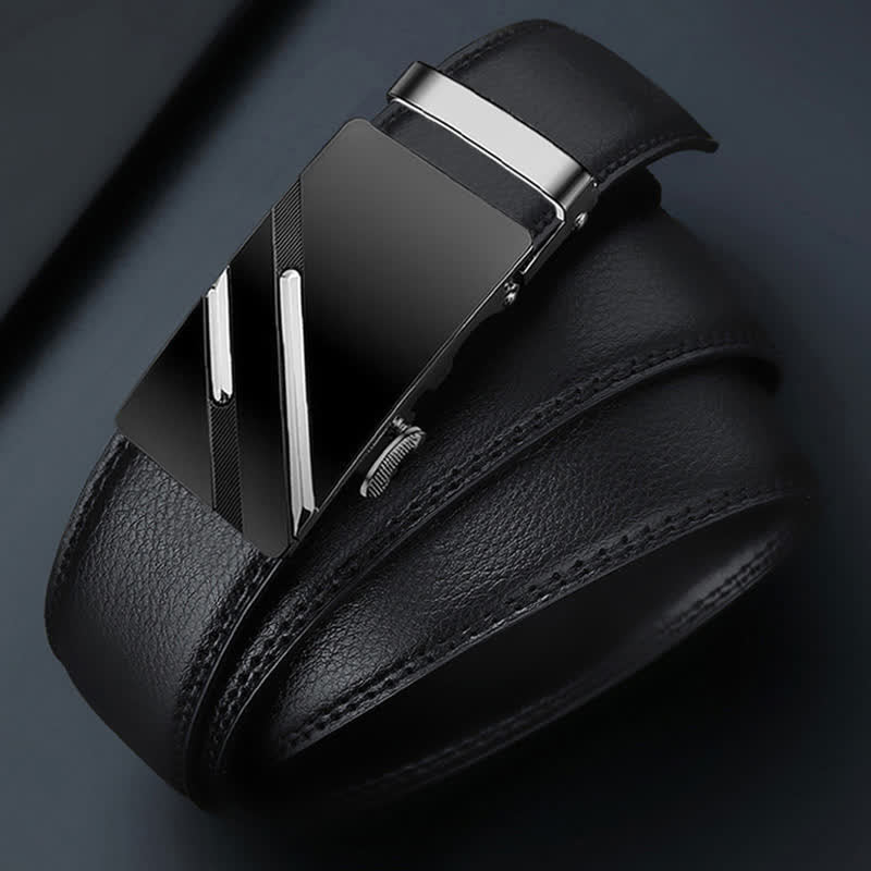 Men's Luxury Embossed Automatic Buckle Leather Belt - image 4