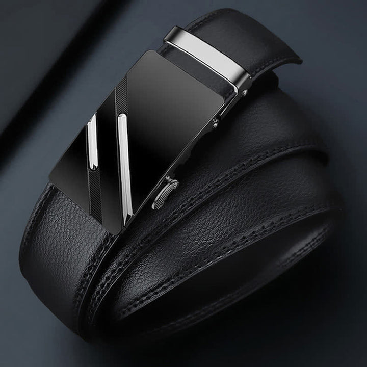 Men's Luxury Embossed Automatic Buckle Leather Belt - image 4