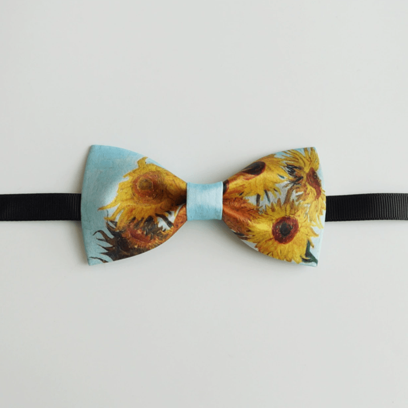 Men's Painting Sunflowers Vase Bow Tie