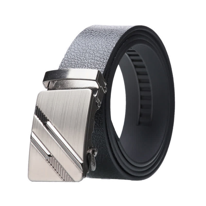 Men's Business Automatic Buckle Black Leather Belt - Style #5 - Silver - 42 - image 11