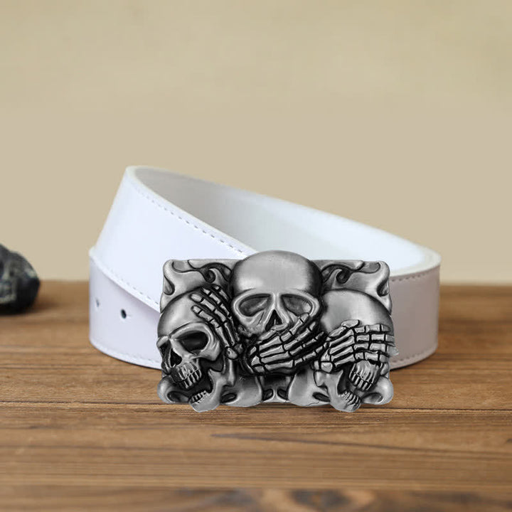 Men's DIY Horrible Laugh Skull Buckle Leather Belt