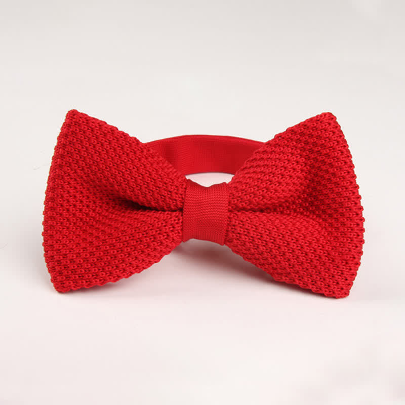 Men's Solid Color Double Layer Knitted Bow Tie