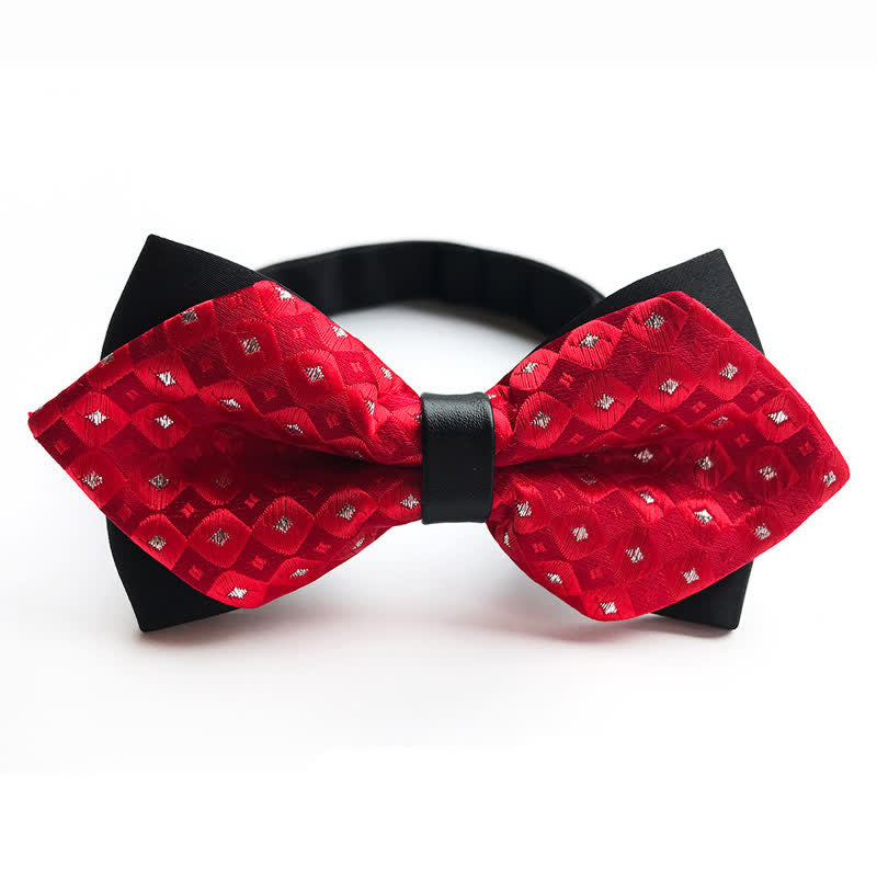 Men's Checkered Shiny Diamond Pointy Bow Tie