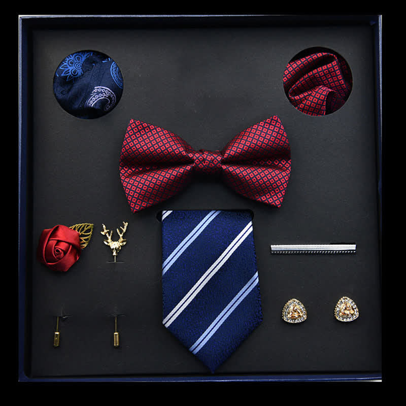 8Pcs Red&Blue Menswear Classic Business Bow Ties Gift Box - Red&Blue - image 0