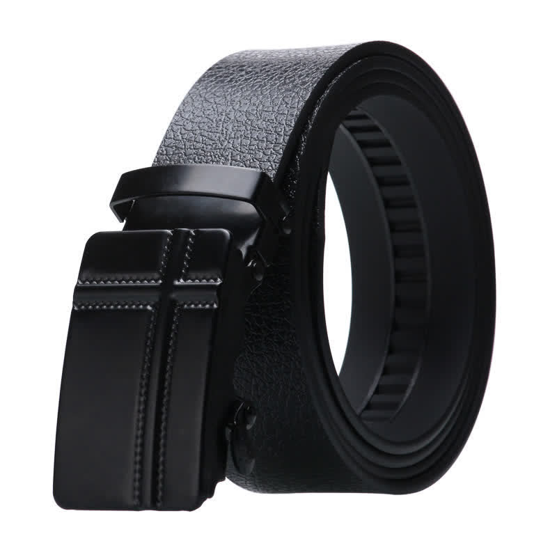 Men's Business Automatic Buckle Black Leather Belt - Style #3 - Black - 42 - image 8