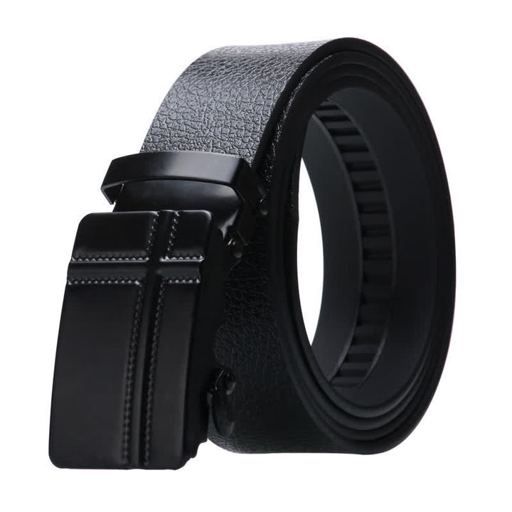 Men's Business Automatic Buckle Black Leather Belt - Style #3 - Black - 42 - image 8
