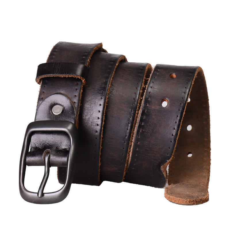 Men's Western Distressed Style Leather Belt - Black - 44 - image 9